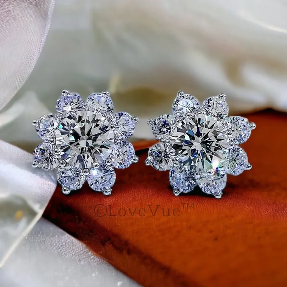 Certified 1ct. t.w. Diamond Elegant Flower Stud Earrings VVS1 GRA Certified - Picture 4 of 16